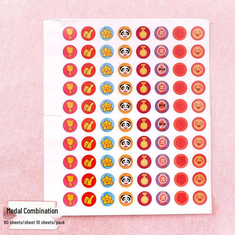 Little Red Flower Reward Stickers: Cute Thumbs Up and Smiley Face Praise Stickers for Elementary and Kindergarten Students