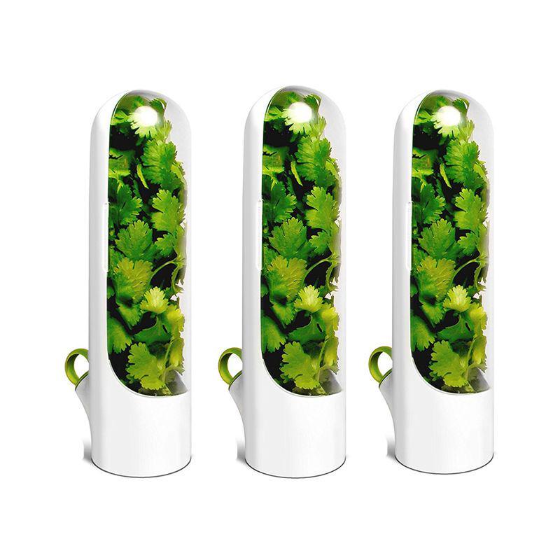 Herb Storage Box With Moisturizing Base And Ventilation Function Bpa-Free Plastic Suitable For Refrigerator Kitchen Gadgets