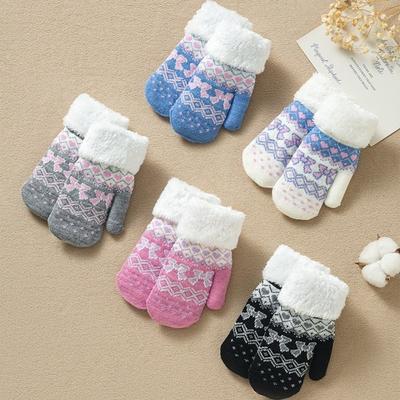 Fleece Lined Children's Mittens Double Layer Kids Warm Gloves New Winter Mittens  Winter Wear