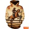 Retro Cowboy Pferd Grafik 3D Druck Hoodies Für Männer Interessantes Tier Design Herren Damen Streetwear Pullover Lässiges Sweatshirt