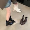 Women's Heel and High Heel Martin Boots Mid-Pointed Boots Seasonal Thick Heel Short Boots Women's Rear Zip Bare Boots