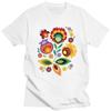 Polish Folk Flowers Graphic Tee Mens Short Sleeve Cotton T-Shirt Casual Floral Art Loose Fit Top