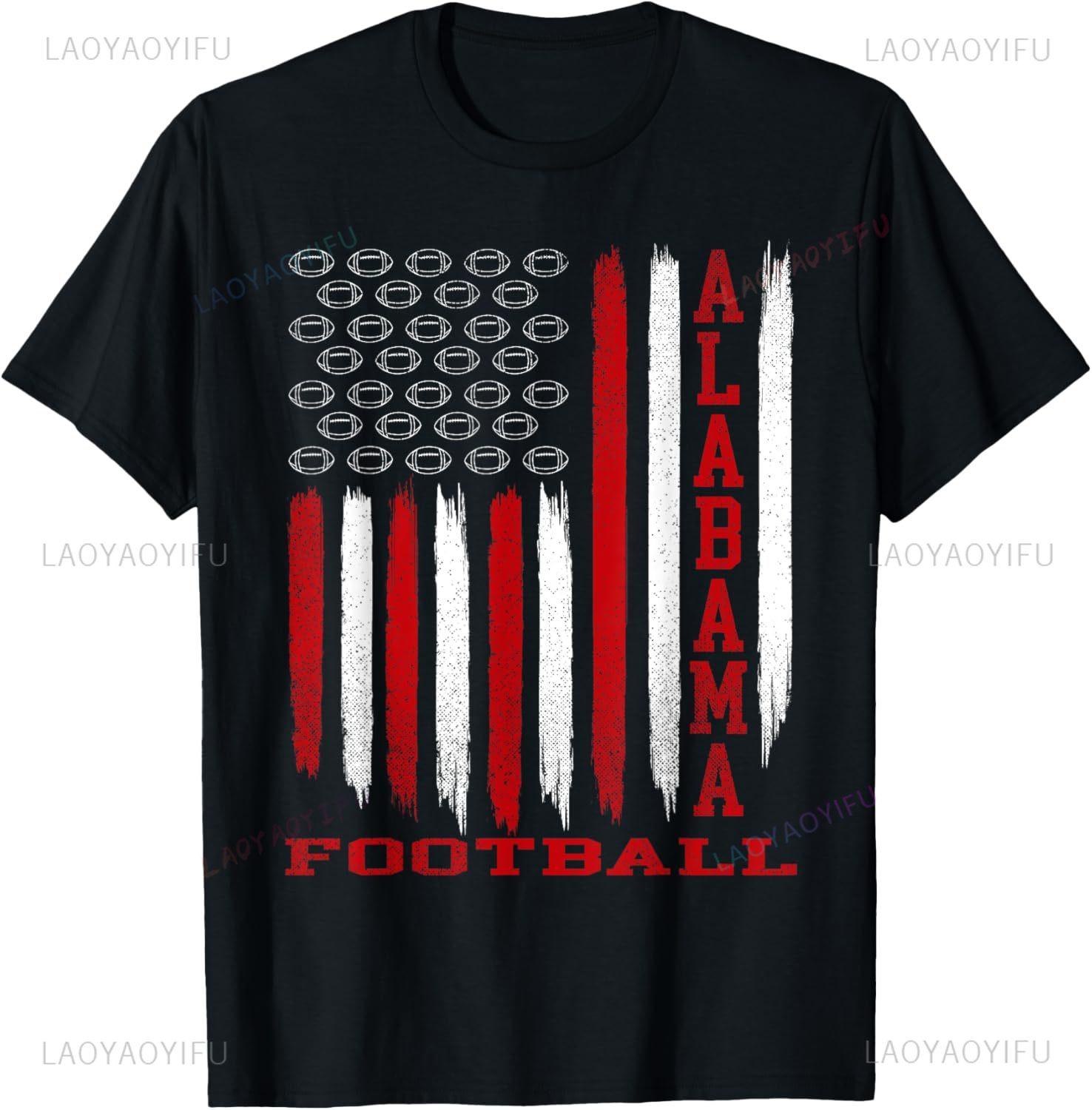 Patriotic USA Flag Alabama Football Season Party TShirt Unisexs Clothing Print on DeUnisexd Unisex Summer Streetwear Tops Camiseta S