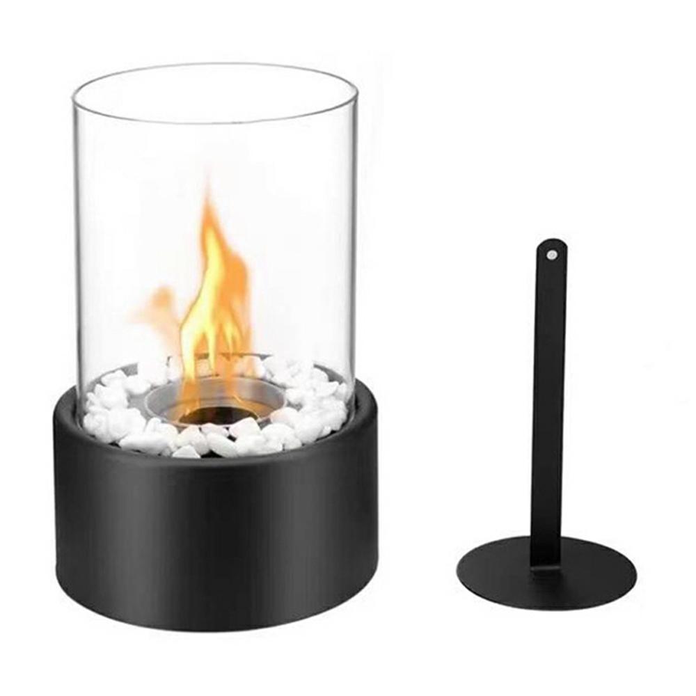 

Portable Tabletop Ethanol Fireplace Light 16x27cm Indoor Stainless Steel Heater Round Glass Ambient Light
