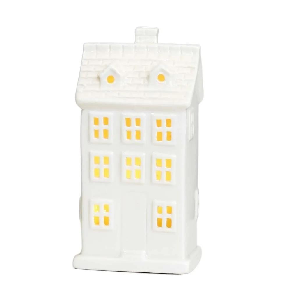 Keramický Porcelánový Lampový Ornament Baterie s Knoflíkem Nádherné Vánoční Atmosférické Světlo Hvězda Svítící Efekt