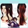 Black Red Gradient Wig For Anime Cosplay Medium Length With High-temperature Fiber