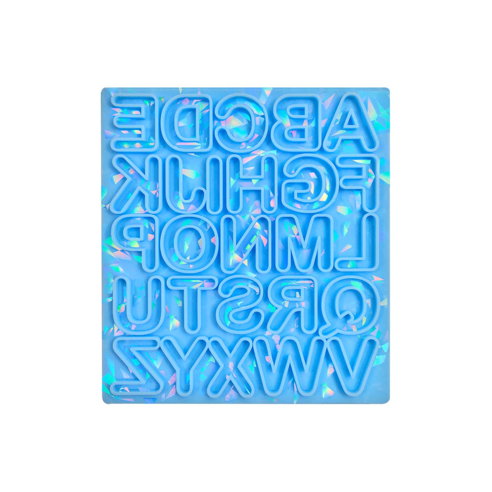 Alphabet-Earring Resin Mold Holographic-Resin Casting Molds DIY Keychain Pendant Mold Letter Shape Charm Epoxy Mold синий