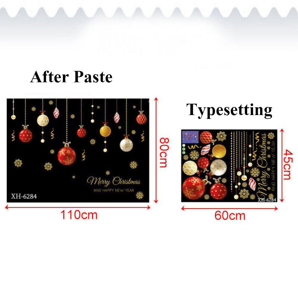Removable Shopwindow Ornament Home Decoration Gold Snow Christmas Static Stickers Color Ball Snowflake Decal