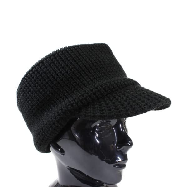 Avirex Knit Size OSLO Knit Made with Kracarbo Trendy Gift Cap, L, Men's & Women's, Hat, Yarn, Popular, Brand, Autumn/Winter (Black)