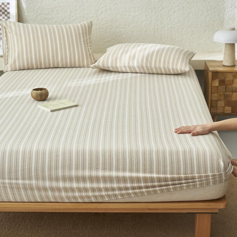 Premium Cotton Plain Fitted Sheet Deep Pocket Elastic Edges Non Slip Sheet Home Mattress Protector Soft Sheets Couvre Lit