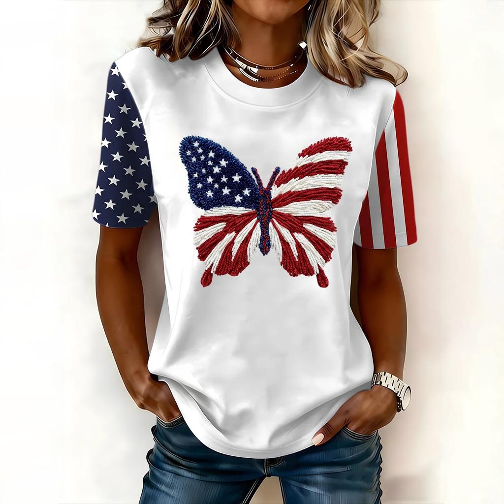 Women's Casual And Fashionable Short-sleeved Printed T-shirt Top