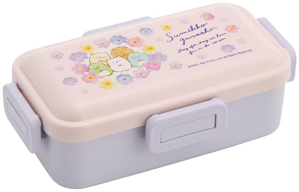 Skater Antibacterial Soft Bento Box with Domed Sumikkogurashi Flower Made in Lid, 530ml, Design, Japan, PFLB6AG-A