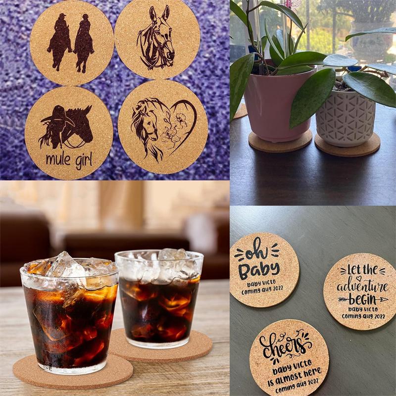 4/8/12pcs Cork Coasters for Drinks Teacup Coffee Cup Round Absorbent Coasters Cold Hot Beverages Drink Coaster for Bar Kitchen