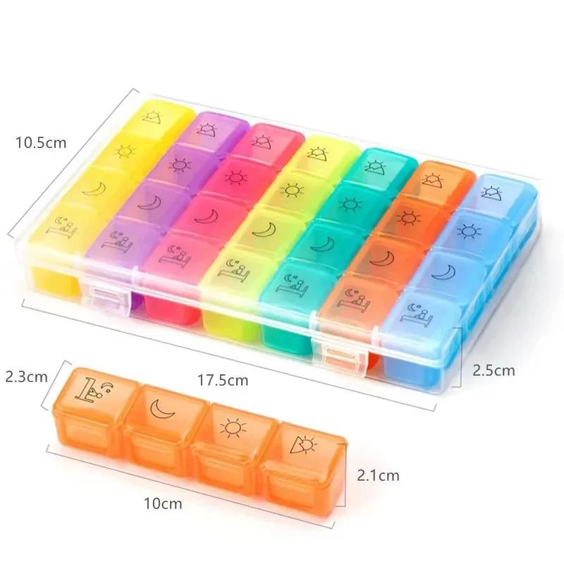 21/28 Grids Pillbox Storage Box for Pills Portable Weekly 7 Days Medication Case Pill Container Organizer Plastic Box