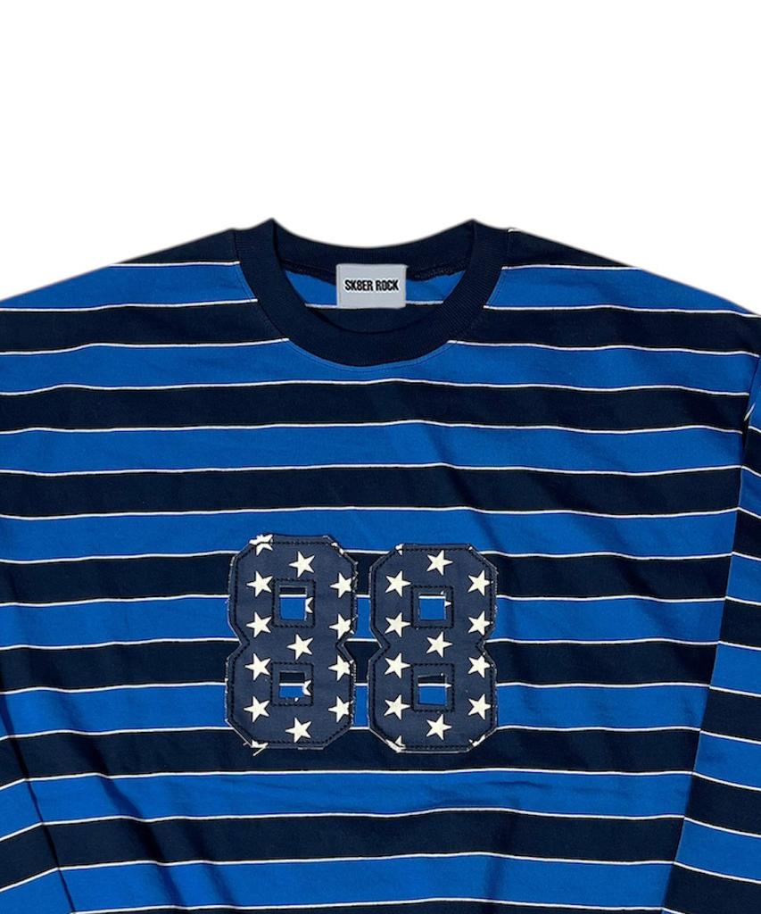 Skater Rock Old School Stripe T-Shirt ((Blue*Navy))
