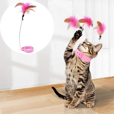 1 PC Interactive Cat Toys Interesting Feather Paddle Sticks and Bells Pet Collars Little Cat Play Paddle Sticks Cat Supplies LM