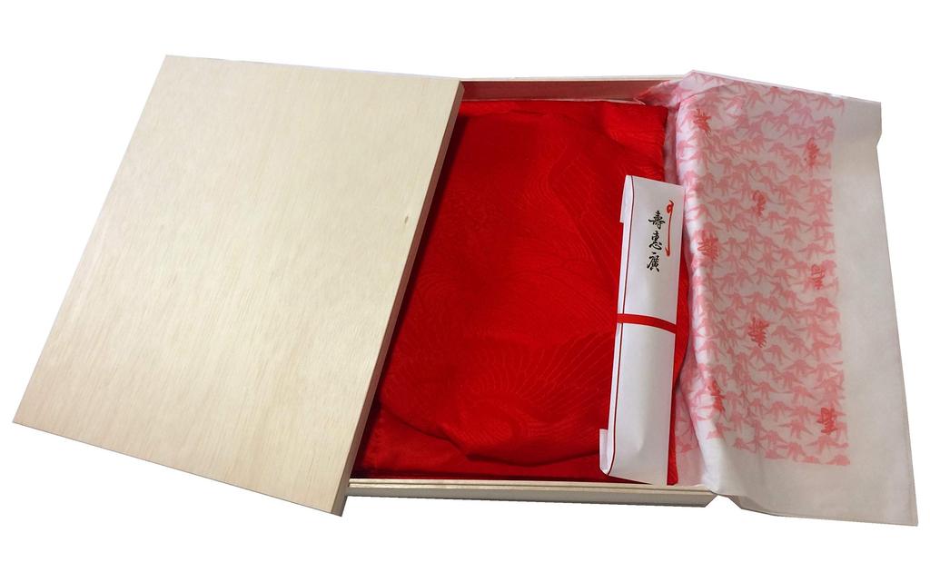 Silk Pure Silk Chanchanko 60th Birthday Longevity Red Made In Respect for the Aged Comes In a Luxury Wooden Box [Kimono Fan] Set, Red, Celebration,