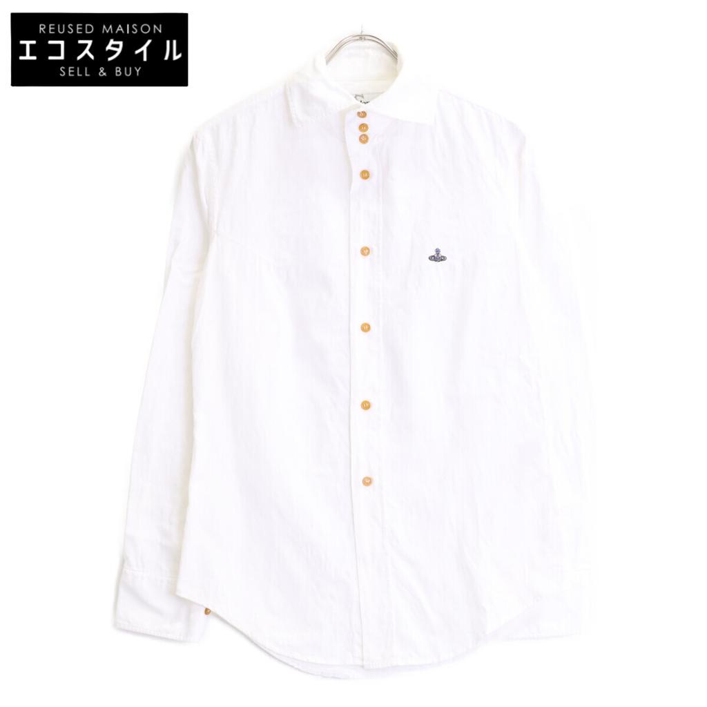 Vivienne Westwood White Goblin-style embroidered shirt tops 44 whiteUsed