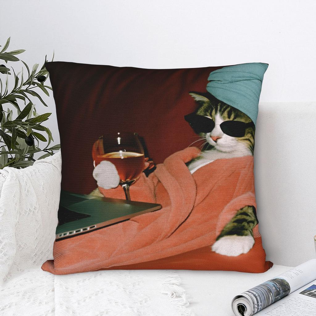 Pet Cat Funny memes Pillow Case Vintage Pillow Cover Soft Pillowcases For Office Car Home Decor