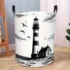 1pc Coastal Lighthouse Design Collapsible Laundry Basket, Circular Container for Clothes And Miscellaneous Items, Ideal for Organizing Closets, Bathro