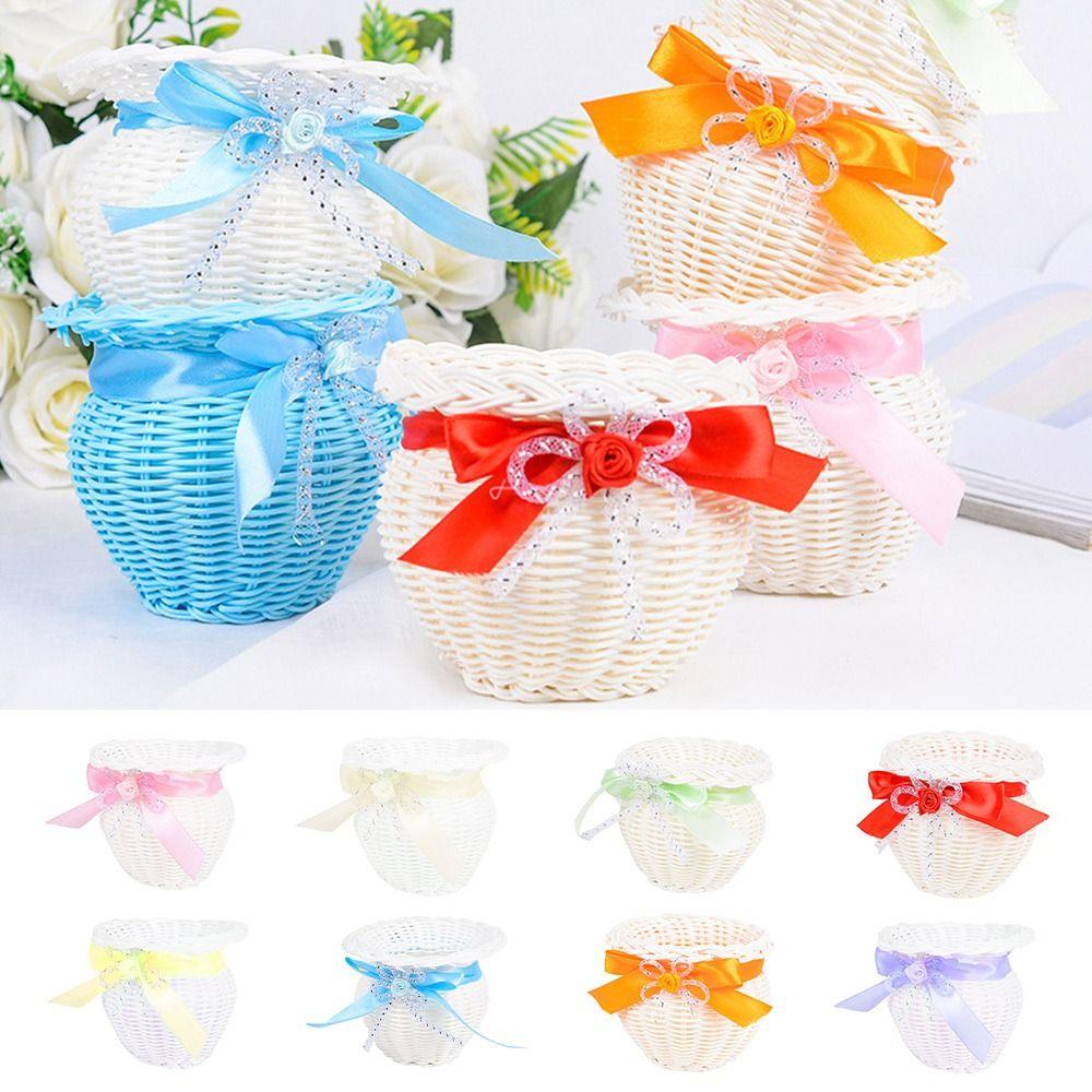 

8 Colors Flower Storage Basket Hand-Woven Shopping Storage Hamper Basket For Plant Home Wedding зелений