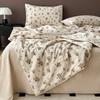 Rose Garden Vintage Floral Summer Quilt Khaki 100% Cotton Reversible Thin Comforter Bedding Set Air Conditioner Quilts Bedspread