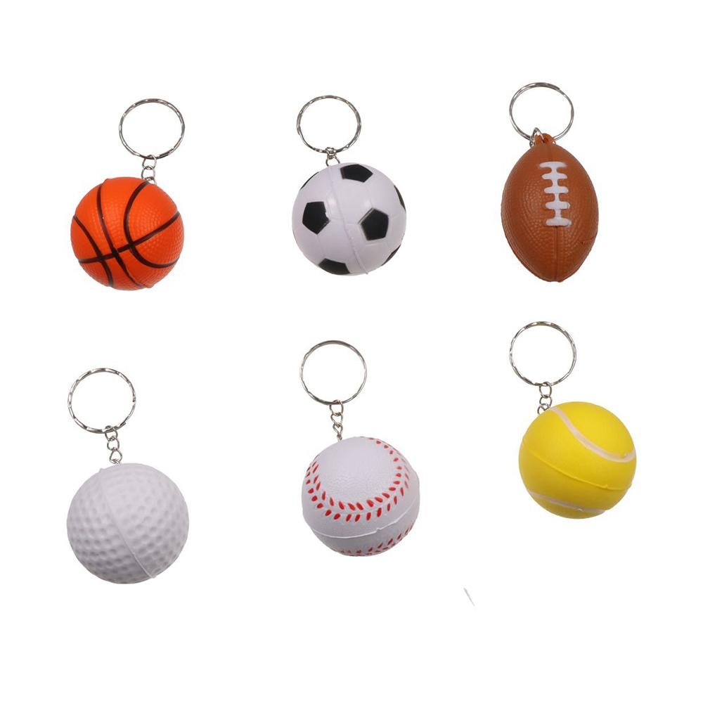 Football Simulation Soccer Keychain PU Leather Football Pendant Basketball Ball Keychains Kids Toy