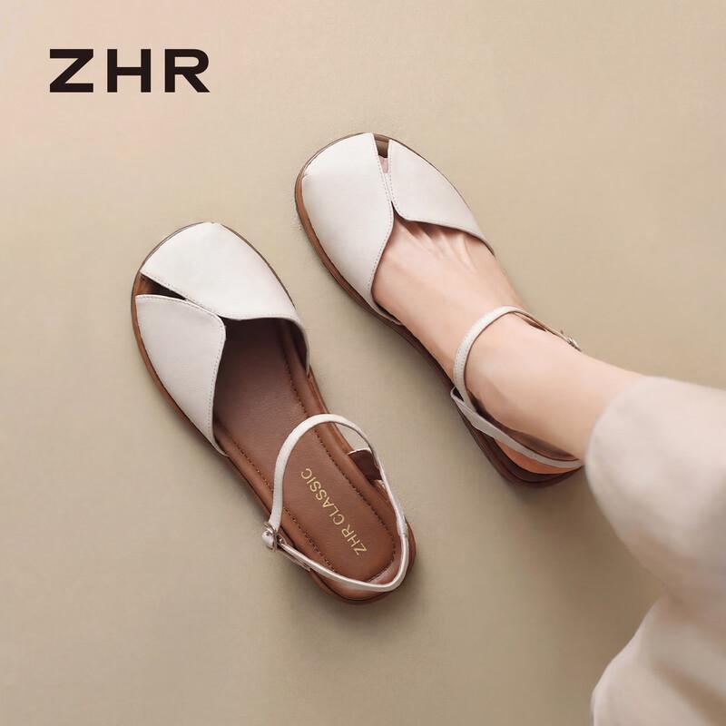 ZHR Women s KN30 Retro Hollow-Out Flat Roman Sandals 38