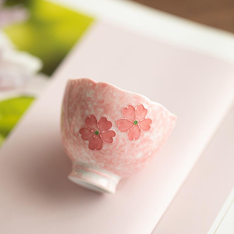 Pure Hand-painted Powder Cherry Blossom Teacup Ceramic Tea Set Master Cup Guest Cup Tea Cup Exquisite Girls Teacup
