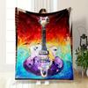 Colorful Abstract Guitar Art Design Blanket, Flannel Blanket for Bedroom, Living Room, Sofa, and Nap Sofas.