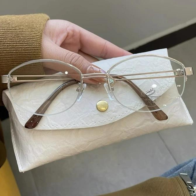 2025 Vintage Glasses Metal Frame Half Frame for Women Girls Korean Gold Eyeglasses Decoration Glasses Metal Photography Eyewear