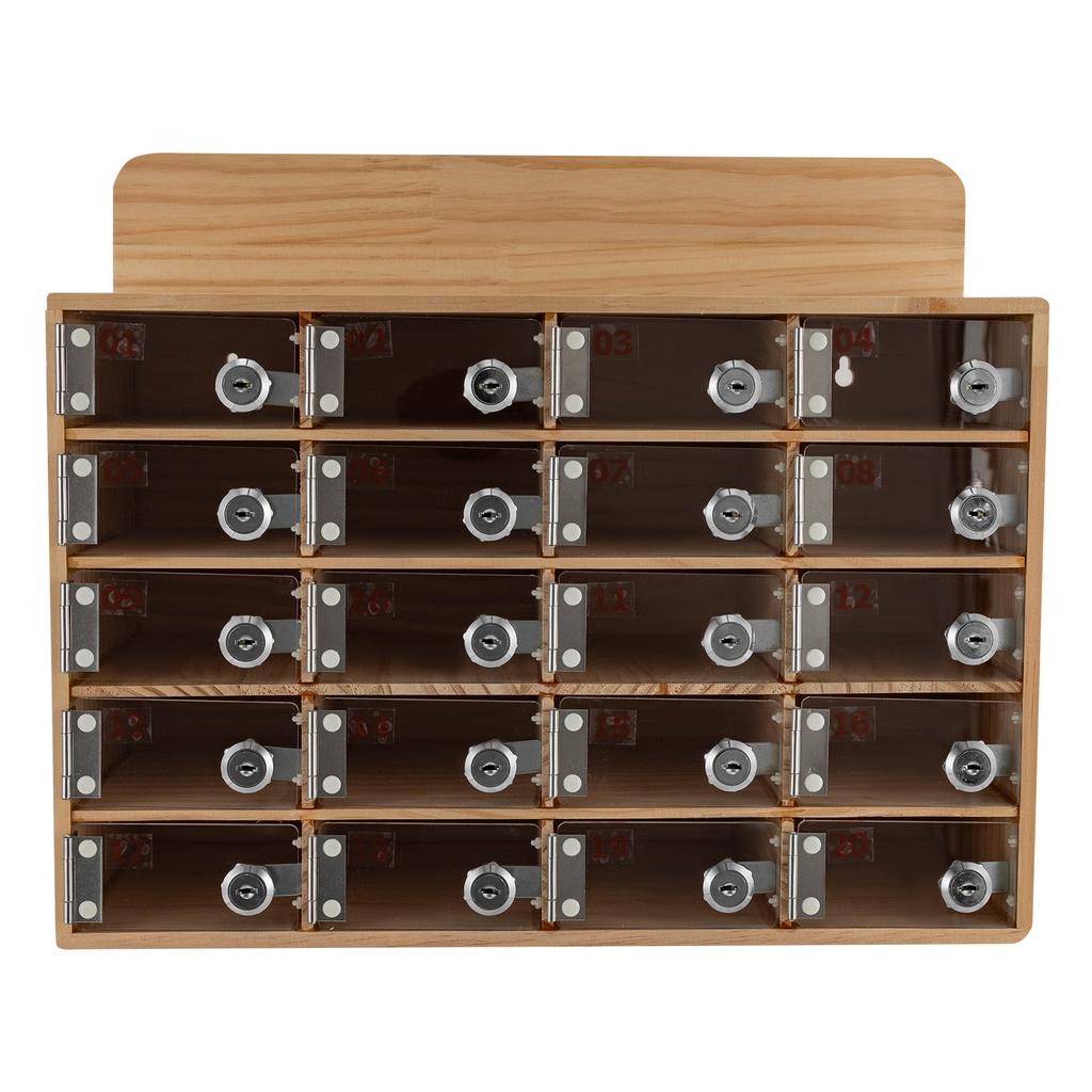 20 Slots Cell Phone Locker Box, Cell Phone Storage Cabinet, Wood Cell Phone Storage Cabinet With Keys for Conference Rooms