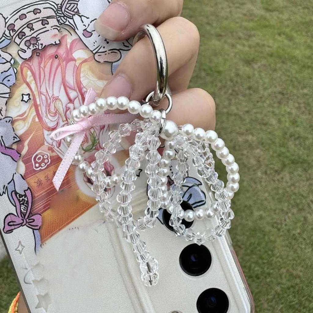 Stylish Bowknot Keychain Fashionable Heart Bag Pendant Phone Charm Keyring Elegant Accessory for Girls and Ladies