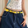 Summer Dopamine Lemon Yellow Women's Belt Trend Simple Belt Subculture Y2K Belt Punch Free Belt