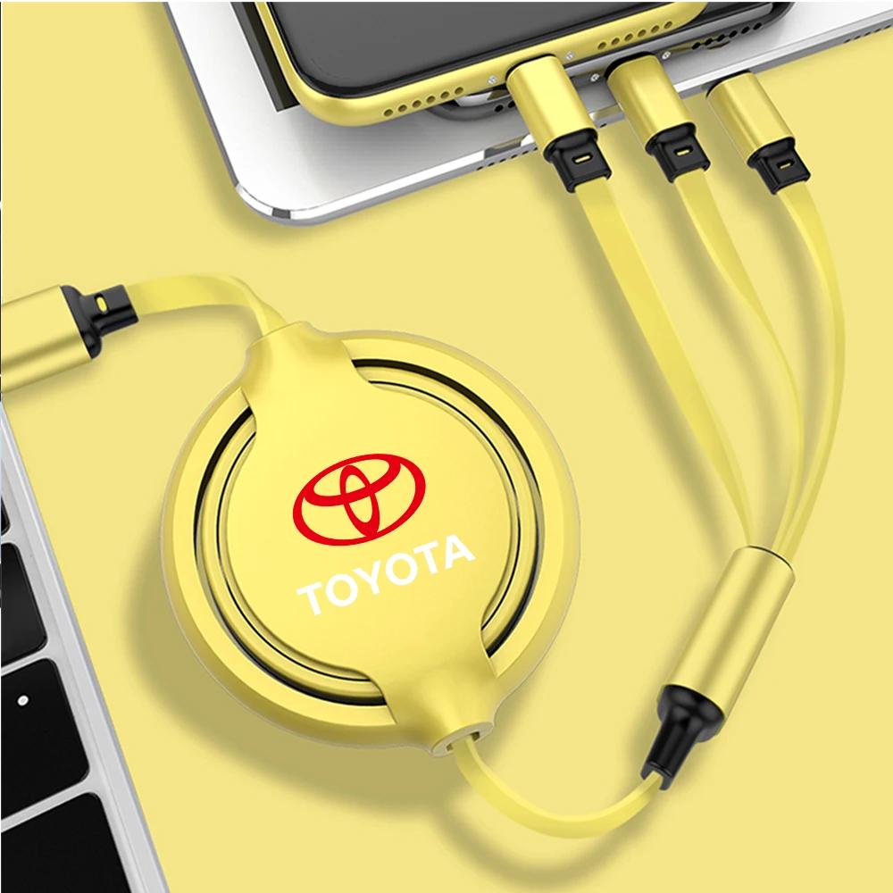 Toyota 2026 New Hub Caps Fast Charging Data Cable 3 in 1 Data Code Accessories Toyota Chr Rav4 Yaris Camry A Car Sticker