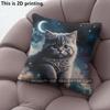 Cute Starry Night Kitten Throw Pillow Covers Pattern Cushion Cover Suitable For Sofa Bedroom Car Pillow Cover