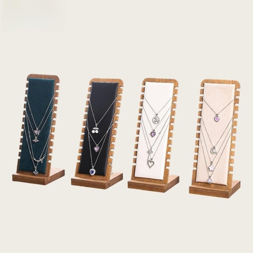 New Wood Necklace Display Stand Square Detachable Jewelry Organizer Leather Flock Wooden Storage Rack Jewelry