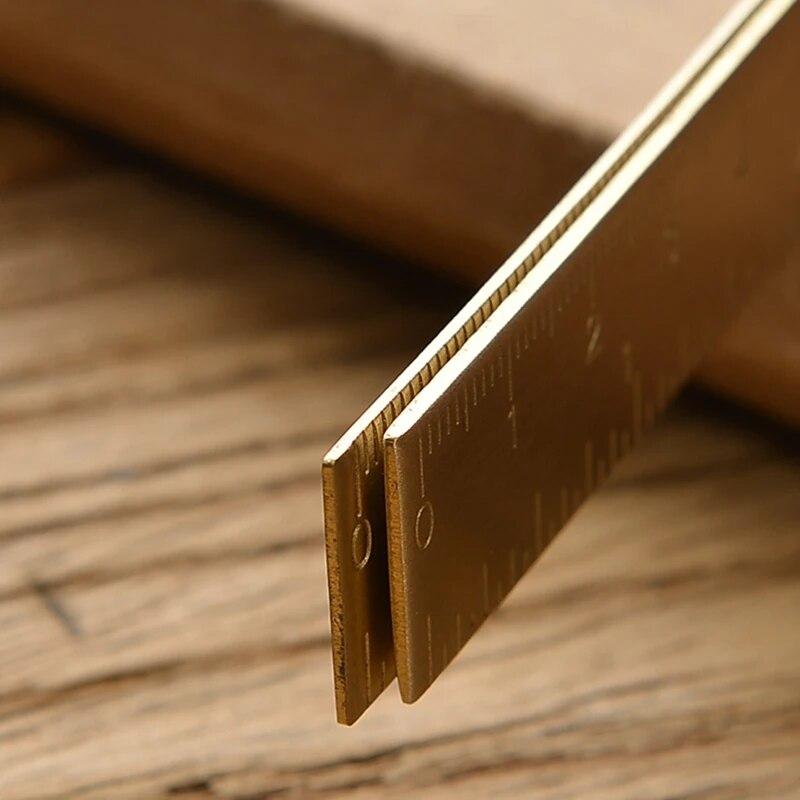 Copper Brass Ruler Outdoor Measure Ruler Tool EDC Measuring Rulers Portable Handy Straight Ruler Painting Measuring Tool