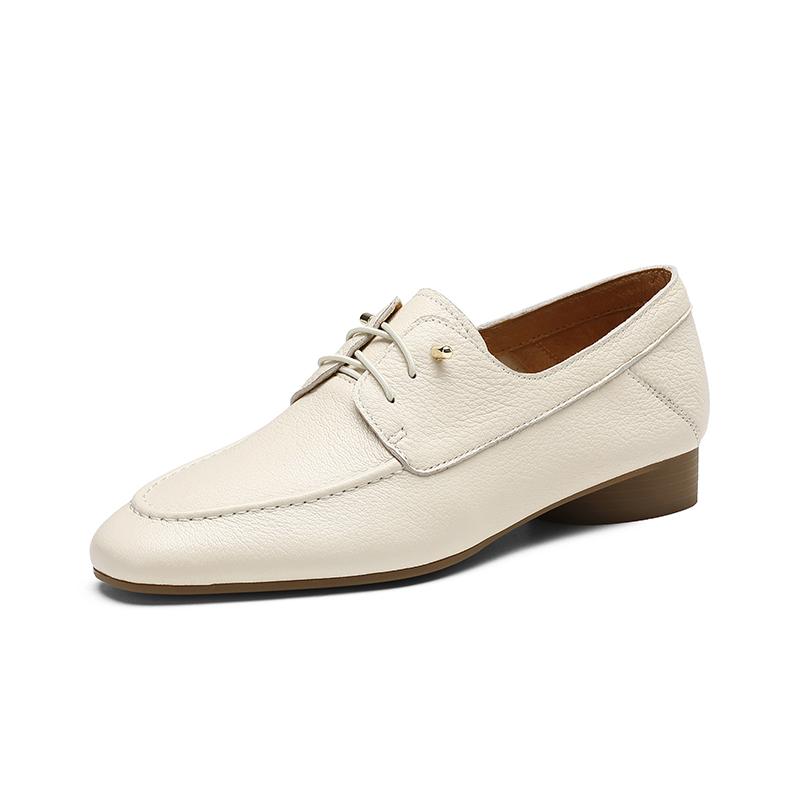 

Модная женская повседневная обувь лоферы из натуральной кожи 2025 весна слипоны на низком каблуке винтажная офисная повседневная размер 34-40 женская обувь 37 бежевый