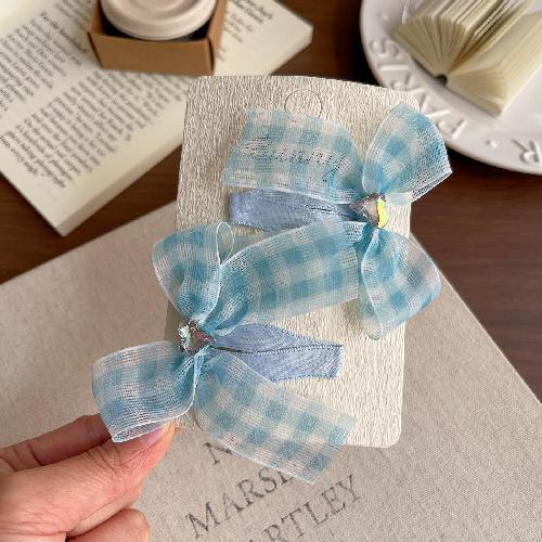 Koreanische Version von rosa und blau kariertem Liebes-Haarspange Haargummi wilde Kinder-Haaraccessoires Haarseil Seitenklemme
