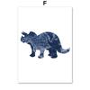 Blue Dinosaur T-Rex Brachiosaurus Wall Art Canvas Painting Nordic Dino Posters And Prints Wall Pictures For Baby Kids Room Decor