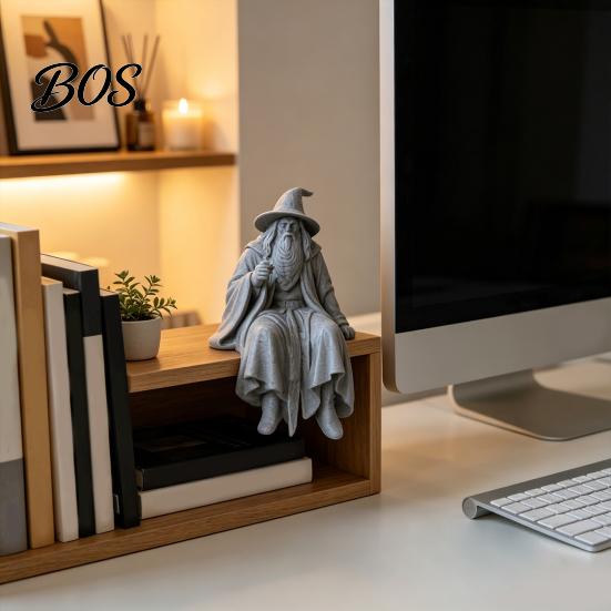 Small Wizard Figurine for Shelf 3D Printed Figurine, Sitter, Collectible Low-key High-end Art Desktop Ornament Bookshelves, Desks, TV Cabinets,
