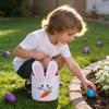 Easter Egg Bucket, Cloth Easter Bunny Basket, Bunny Face Printed Basket, Easter Egg Treasure Bucket With Handle, Party Gift