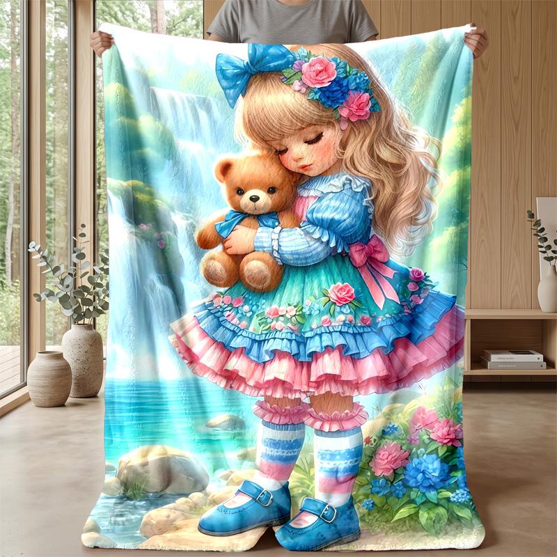 Teddy Bear and Toys Theme blanket Lightweight Warm Flannel Blanket Decorative Throw Blanket for Home Decoration