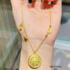 Chinese Antique Sand Gold Filigree Compass Pendant Necklace for Women