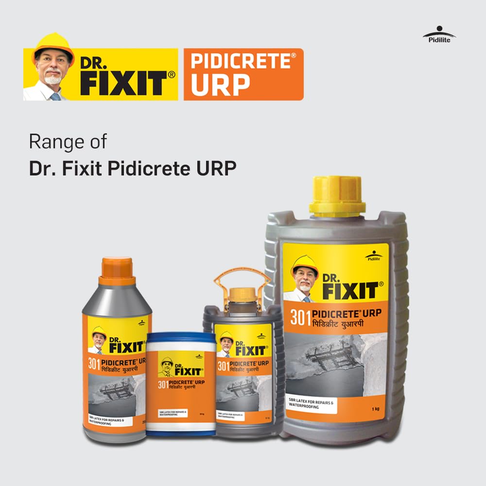 Dr.Fixit 301 Pidicrete URP SBR Latex Waterproofing & Concrete Repair Bonding Agent for Bathrooms, Terraces, 1Kg