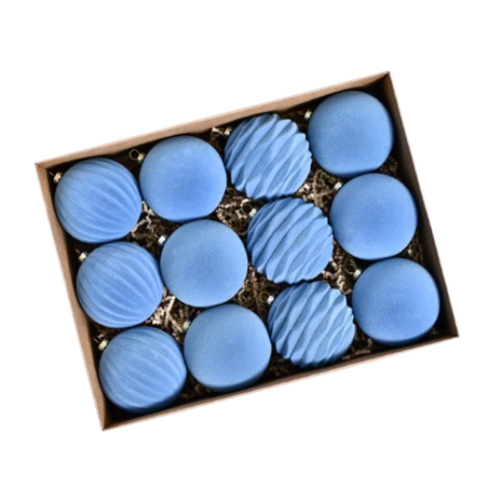 12pcs Plush Christmas Velvet Ball Ornaments Shatterproof Xmas Tree Hanging Ornaments Party Favors