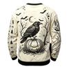 Men's Casual Long Sleeve Crewneck Knit Shirt with Halloween Print