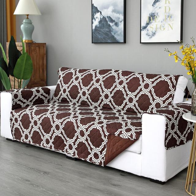 

Quilting Printed Sofa Cover Non Slip Pet Dog Sofa Mat Universal Furniture Protector for Living Room 1 Seater S
