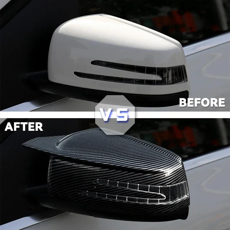 2PCS Replacement Carbon Fiber Pattern Rearview Side Mirror Cover Caps for Mercedes Benz W176 W246 W204 W212 W221 C117 X204 X156